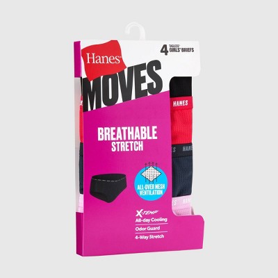 Hanes Moves Girls' 4pk Breathable Stretch Briefs Underwear - colors may vary 16