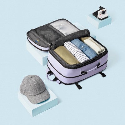 40L Travel Backpack with Expansion - Open Story Thistle