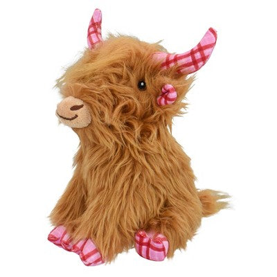 Multipet Highland Cow Interactive Plush Plaid Dog Toy
