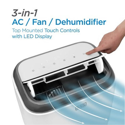 BLACK+DECKER 5,000 BTU (SACC/CEC) Portable Air Conditioner with Remote Control, BPP05WTB, White (LOCAL PICKUP ONLY)