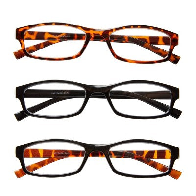 ICU Eyewear Oval Plastic Reading Glasses +2.00 - 3pk