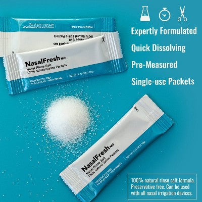 NasalFresh MD Saline Packets, Quick Dissolving, Single Use Count Refill Pack - 3.75g/90ct