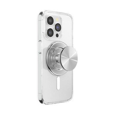 PopSockets Magnetic Phone Grip with MagSafe Magnetic Adapter Ring Included - Aluminum Radial Silver