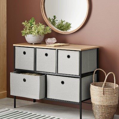 36" Wide Fabric Bin 5 Dresser Black Frame - Room Essentials (LOCAL PICKUP ONLY)