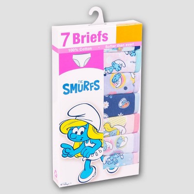 Girls' Smurfs 7pk Underwear - 4: Cotton Briefs with Full Waistband Elastic