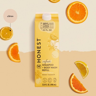 The Honest Company Refresh Shampoo + Body Wash Refill - Citrus Vanilla - 32 fl oz: Basic Cleansing, All Hair Types, Daily Use