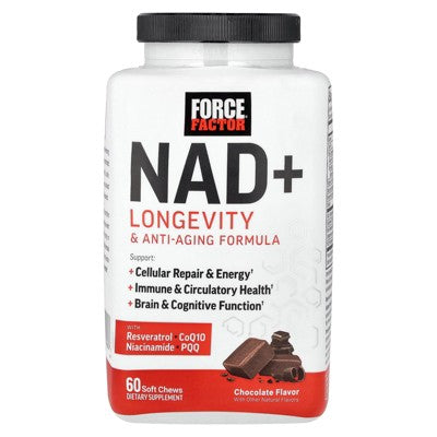 Force Factor NAD + Longevity & Anti-Aging Formula, Chocolate, 60 Soft Chews