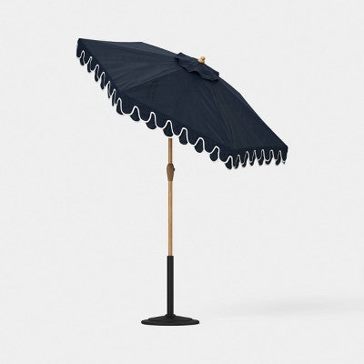 6.5' Double Scallop Valance Outdoor Patio Umbrella - Navy - Threshold designed with Studio McGee (LOCAL PICKUP ONLY)