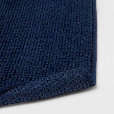 20"x58" Everyday Chenille Bath Runner Navy - Room Essentials: Machine Washable, Tufted Recycled Polyester