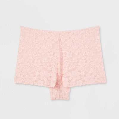Women's Allover Lace Boy Shorts Underwear - Auden Casual Pink XS