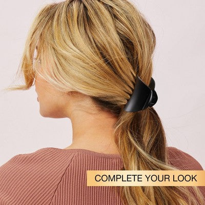 scunci Crescent Shaped Mixed Size Claw Clips - Matte Black/Tortoise - All Hair - 2pcs