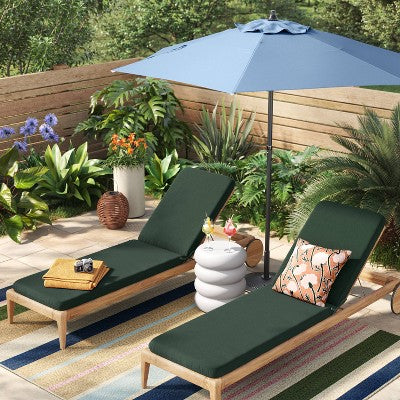 78"x22" Outdoor Chaise Lounge Cushion Fern Shower Green - Room Essentials: UV & Fade Resistant (LOCAL PICKUP ONLY)