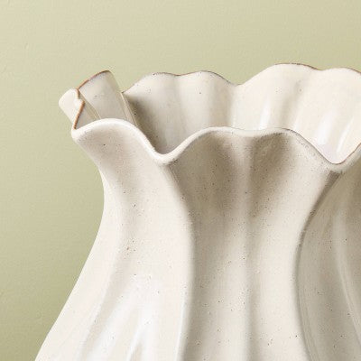 16" Pleated Ceramic Vase Sour Cream - Hearth & Hand with Magnolia (LOCAL PICKUP ONLY)
