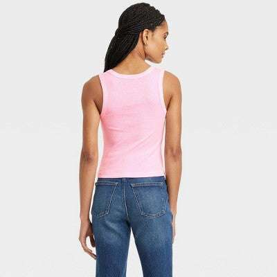 Women's Shrunken Rib Tank Top - Universal Thread Pink M
