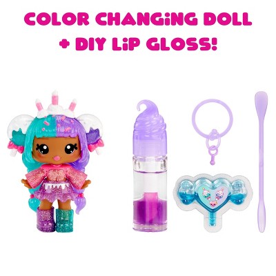 Yummiland Lip Gloss Doll: Mystery Color Change - Carly Cakepop Includes DIY Lip Gloss + Removable Keychain