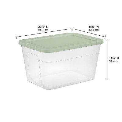 56qt Storage Box clear with Green or Gray Lids - Room Essentials: Plastic, Lidded, Stackable, Portable, Snap Closure (LOCAL PICKUP ONLY)