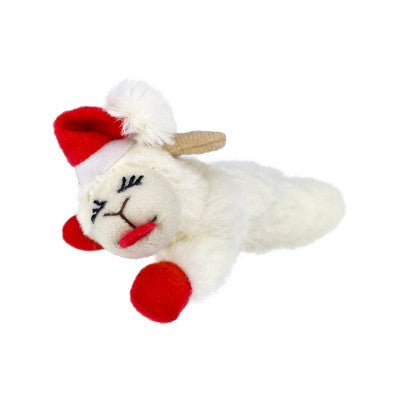 Multipet Lamb Chop with Santa Hat and Crinkle Candy Cane Catnip Plush Cat Toy - 2pk