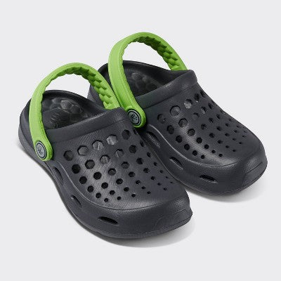 Joybees Toddler Harper Slip-On Clogs - Charcoal/Lime 8-9T