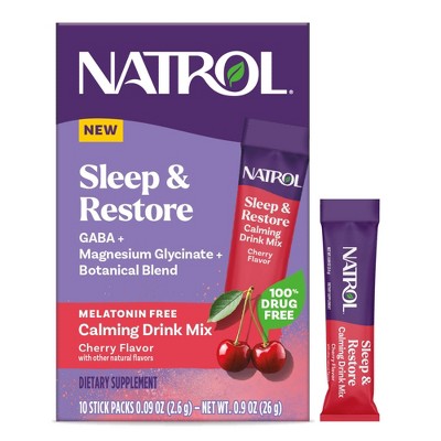 Natrol Sleep & Restore Calming Drink Mix for Restorative Sleep with Magnesium, GABA - Cherry - 10ct: With Chamomile