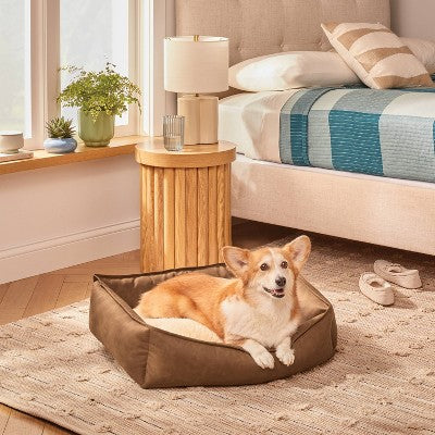 Cuddler Faux Leather Bolster Dog Bed - Boots & Barkley M (LOCAL PICKUP ONLY)