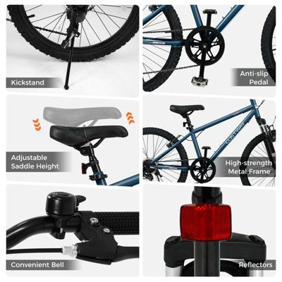 Costway 24 Inch Kids Mountain Bike for Boys Girls Aged 8+ Years Old with Suspension Fork Navy (LOCAL PICKUP ONLY)