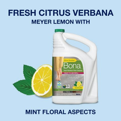 Bona Lemon Mint Cleaning Products Mop Refill Multi Surface All Purpose Floor Cleaner - 64oz