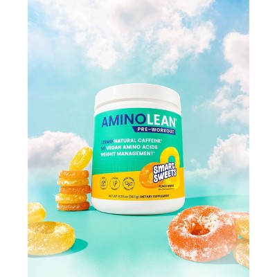 RSP Nutrition AminoLean x Smart Sweets Pre-Workout Energy Supplements Peach Ring Candy Powder - 6.3oz