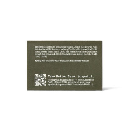 Papatui Men's Sulfate-Free Exfoliating and Hydrating Avocado Oil and Ceramides Bar Soap - 1.4oz: Normal Skin, Basic Cleansing, Coconut Scent