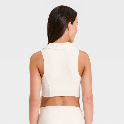 Women's Everyday Soft Polo Sports Bra - All In Motion Cream XL