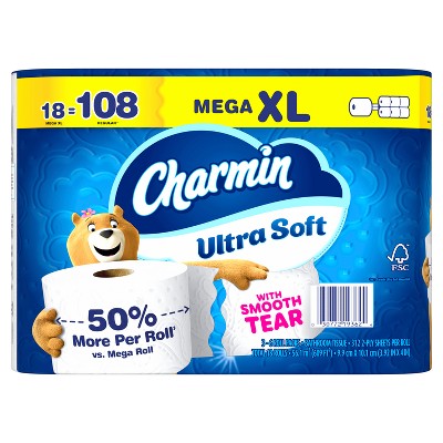 Charmin Ultra Soft Toilet Paper - 18 Mega XL Rolls