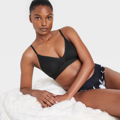 Women's So Soft Unlined Triangle Bralette - Auden Black S