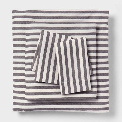 Twin/Twin XL Microfiber Sheet Set Gray Stripe - Room Essentials