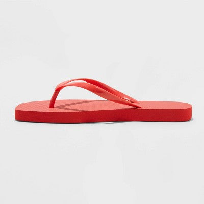 Womens Square Thong Flip Flop Sandals Shade&Shore Palmer Red 8