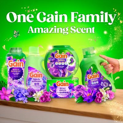 Gain Moonlight Breeze Plus Liquid Laundry Detergents 45 Loads - 60oz: Spill-Resistant Lid, Deep Cleaning, Cold Water Detergent