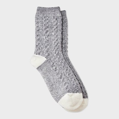 Girls' Cable Knit Lounge Crew Socks - art class Gray M