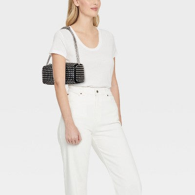 Mini Embellished Boxy Barrel Bag - A New Day Black