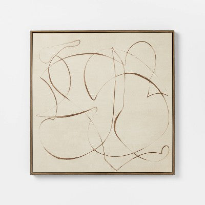 30"x30" Line Abstract Framed Canvas Wall Art - Threshold designed with Studio McGee (LOCAL PICKUP ONLY)