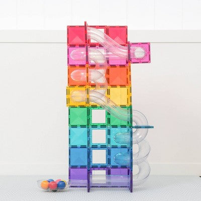 CONNETIX Magnetic Tiles Bright Ball Run Pack : Creative Building Educational Toy Set 122pc