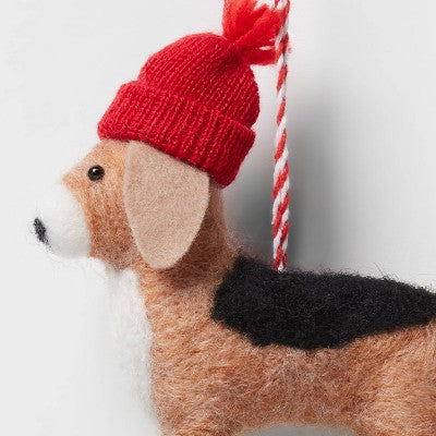 Felted Wool Beagle Dog Christmas Tree Ornament - Wondershop