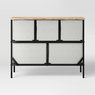 36" Wide Fabric Bin 5 Dresser Black Frame - Room Essentials (LOCAL PICKUP ONLY)