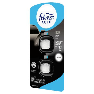 Febreze 2ct Car Auto Noirs: Phthalate-Free Car Freshener, Adjustable Scent, Vent Clips, Disposable, Oil-Based