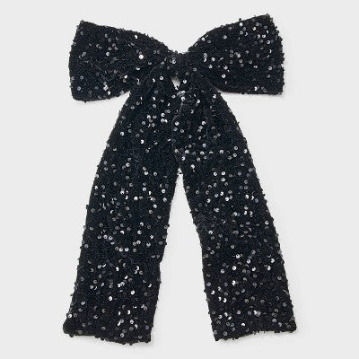 Large Sequin Hair Bow - A New Day Black