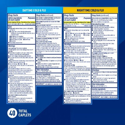 Mucinex Maximum Strength FAST-MAX Daytime & Nighttime - Cold & Flu Caplets - 40ct: Cough Suppressant, Pain Relief