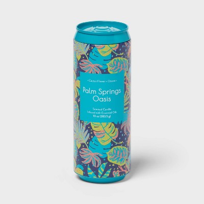 Printed Tin Can 10oz Candle Palm Springs Oasis - Opalhouse: Lidded, Floral & Ocean Scent, 55hr Burn Time