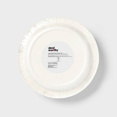 White Disposable Paper Plates 7" - 50ct - Dealworthy