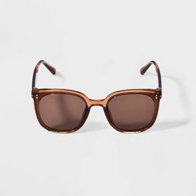 Women's Plastic Round Sunglasses - Wild Fable Brown: UV Protection, Recycled Frame, Polycarbonate Lens
