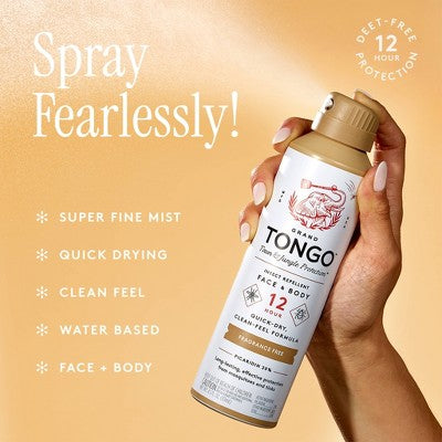 Grand Tongo DEET-Free Picaridin Insect Repellent Family Formula - Fragrance Free - 4.5oz: Skin Spray for Mosquito Protection