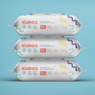 Kudos Skin-Loving Baby Wipes - 99% Water, Plastic-Free & Unscented - 180ct/3pk