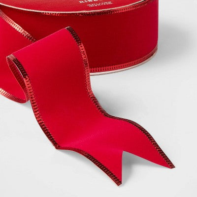 2" Velvet Christmas Ribbon Red 75ft - Wondershop