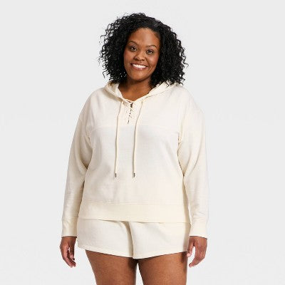 Women's Lace Up Hoodie Pullover Sweatshirt X